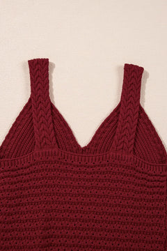 Cable Knit Pointelle Slim Fit V Neck Sweater Vest
