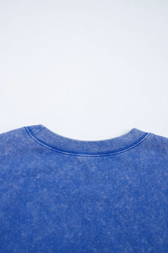Acid Wash Star Patched Rolled Trim Top and Pants Set