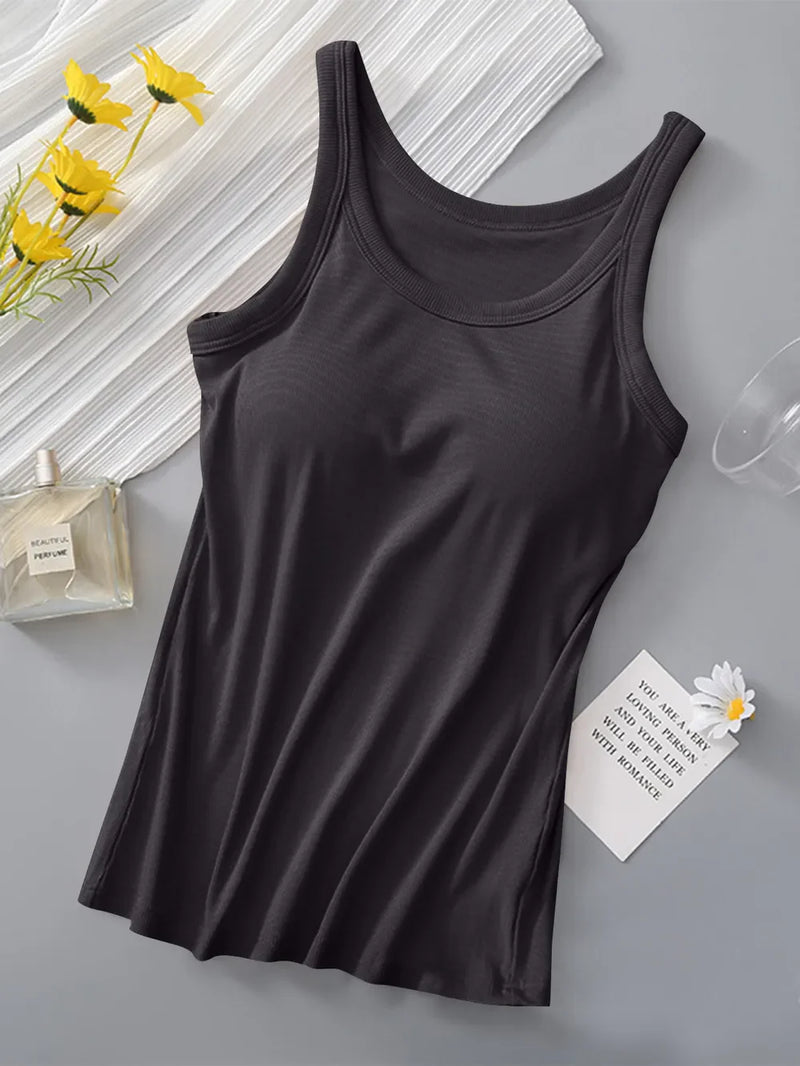 Black tank top with built in support