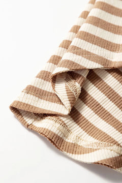 Stripe Exposed Seam Trim Round Neck Sleeveless Top