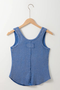 Mineral Wash Ribbed Notch Neck Tank
