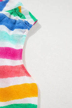 Rainbow Stripes Ruffled Hem Tank Top