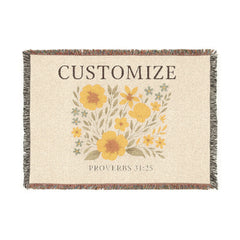 Customize Floral Bouquet Woven Blanket | Personalized Proverbs 31:25 Throw