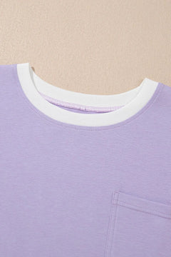 Color Block Patchwork Half Sleeve Oversized T Shirt