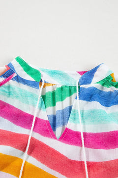Rainbow Stripes Ruffled Hem Tank Top