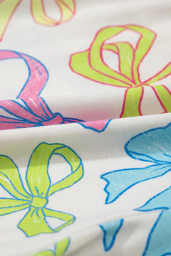 Cheerful Bow Print Elastic Pull On Casual Shorts
