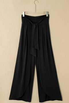 Knotted Waist Split Leg Relaxed Pants