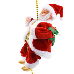 Decorative Santa Claus figure with a green sack on a white background