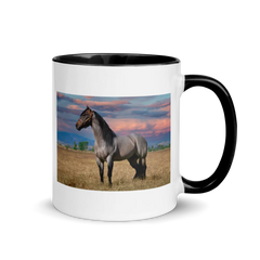 White Ceramic Mug with Horse and a Purple Sky