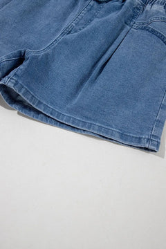 Drawstring High Waist Denim Shorts with Pockets