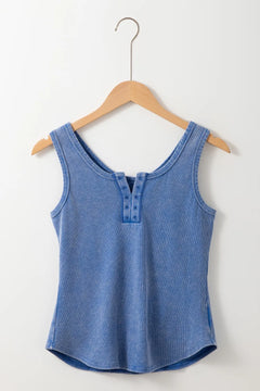 Mineral Wash Ribbed Notch Neck Tank
