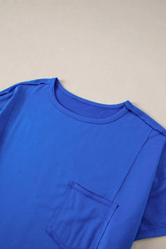Patched Pocket Exposed Seam Oversize T-shirt