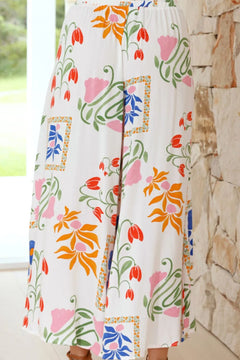 Printed Square Neck Top and Pants Set