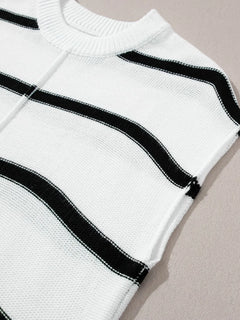 Striped Batwing Sleeve Knit Top