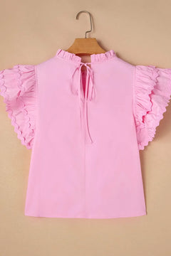 Ruffled Sleeve Frilled Collar Blouse