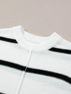 Striped Batwing Sleeve Knit Top