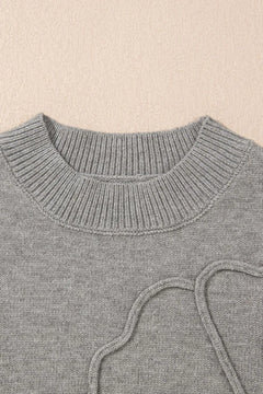 Flower Pattern Ribbed Trim Short Sleeve Boxy Sweater