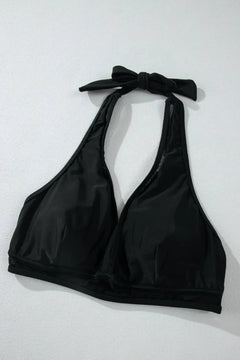 Sheer Mesh Edged Halter V Neck Push Up Bikini Set