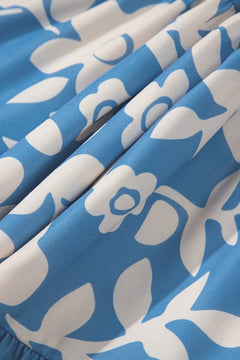 Floral Flutter Shoulder Tiered Flowy Midi Dress