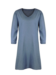 Blue dress with long sleeves on a white background