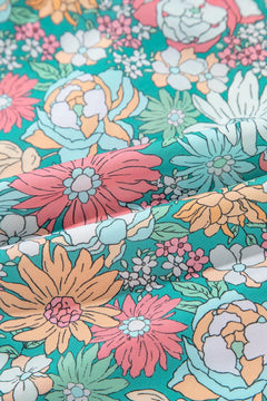 Multicolour Notched Neck Puff Short Sleeve Floral Blouse