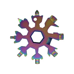 Multicolored snowflake-shaped tool on a white background