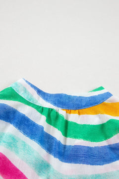 Rainbow Stripes Ruffled Hem Tank Top