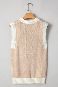 Round Neck Contrast Sweater Vest
