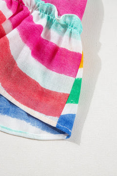Rainbow Stripes Ruffled Hem Tank Top