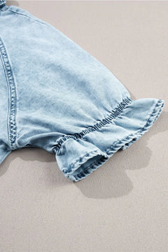 Mineral Wash Ruffle Sleeve Denim Dress