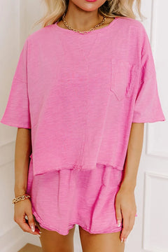 Round Neck Half Sleeve Top and Shorts Set