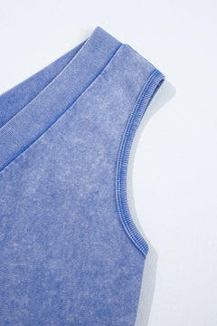 Mineral Wash Pocketed Sleeveless V Neck Loose Romper