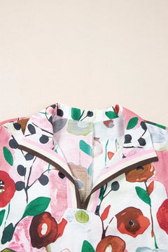Floral Print Short Sleeve Blouse