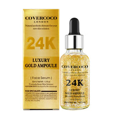 Covercoco London 24K Luxury Gold Ampoule face serum with packaging on a white background
