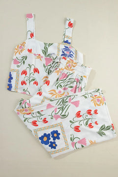 Printed Square Neck Top and Pants Set