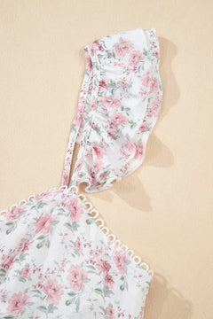 close up of ruffled sleeve strap on a blouse