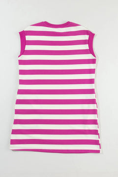 Stripe Cap Sleeve Pocketed Shift Tee Dress