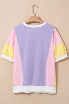 Color Block Patchwork Half Sleeve Oversized T Shirt
