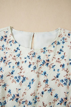Floral Puff Short Sleeve Empire Waist Mini Dress