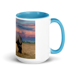 White Ceramic Mug with Horse and a Purple Sky