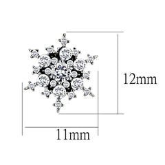 DA294 - High polished (no plating) Stainless Steel Earrings with AAA Grade CZ  in Clear-1