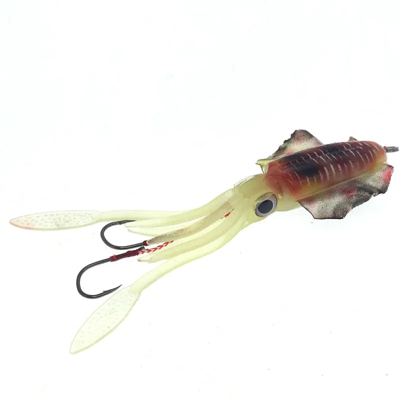 Fishing lure resembling a squid on a white background