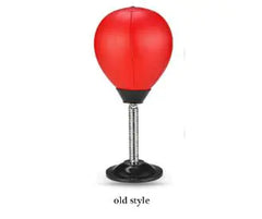 Red and black punching bag on a white background with 'old style' text.