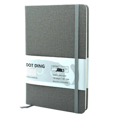 Gray notebook with a visible brand label on a white background