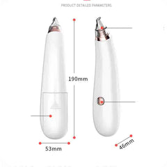 White electronic blackhead remover with rose gold accents on a light gray background