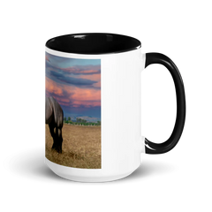 White Ceramic Mug with Horse and a Purple Sky