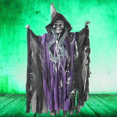 Halloween Voice-Activated Scary Skeleton Witch Decor