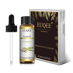 EUQEE essential oil bottle and packaging on a white background