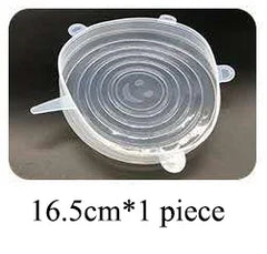 Silicone lid on a black background with text indicating size and quantity.