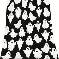 Ghost Figure Flannel Printed Blanket for Halloween Decor